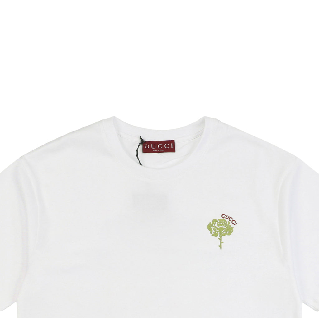 Gucci 25SS Floral G Letter Embroidered Short Sleeve Tee White