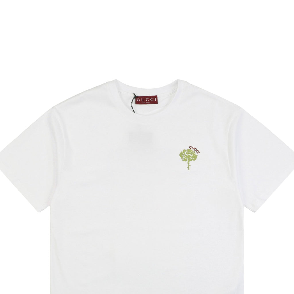 Gucci 25SS Floral G Letter Embroidered Short Sleeve Tee White