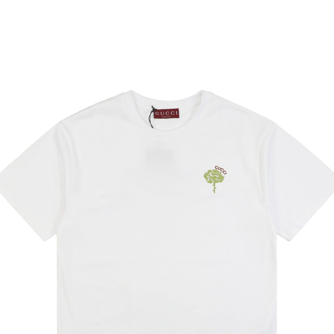 Gucci 25SS Floral G Letter Embroidered Short Sleeve Tee White