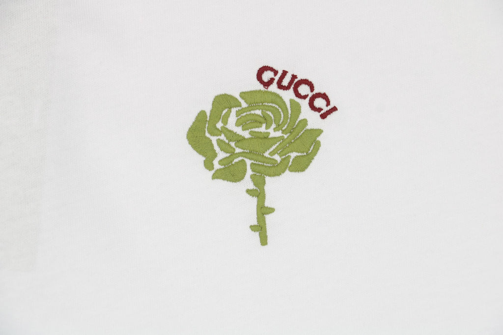 Gucci 25SS Floral G Letter Embroidered Short Sleeve Tee White