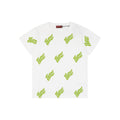 Gucci 25SS Lime Green Allover Logo Graffiti Short Sleeve Tee White