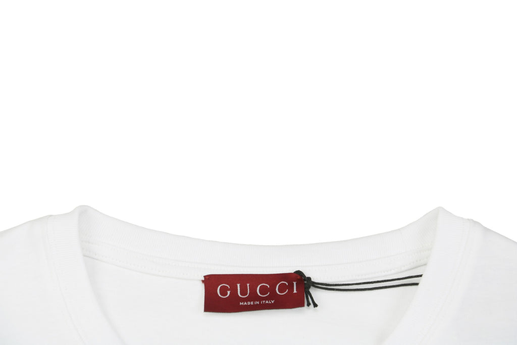 Gucci 25SS Lime Green Allover Logo Graffiti Short Sleeve Tee White