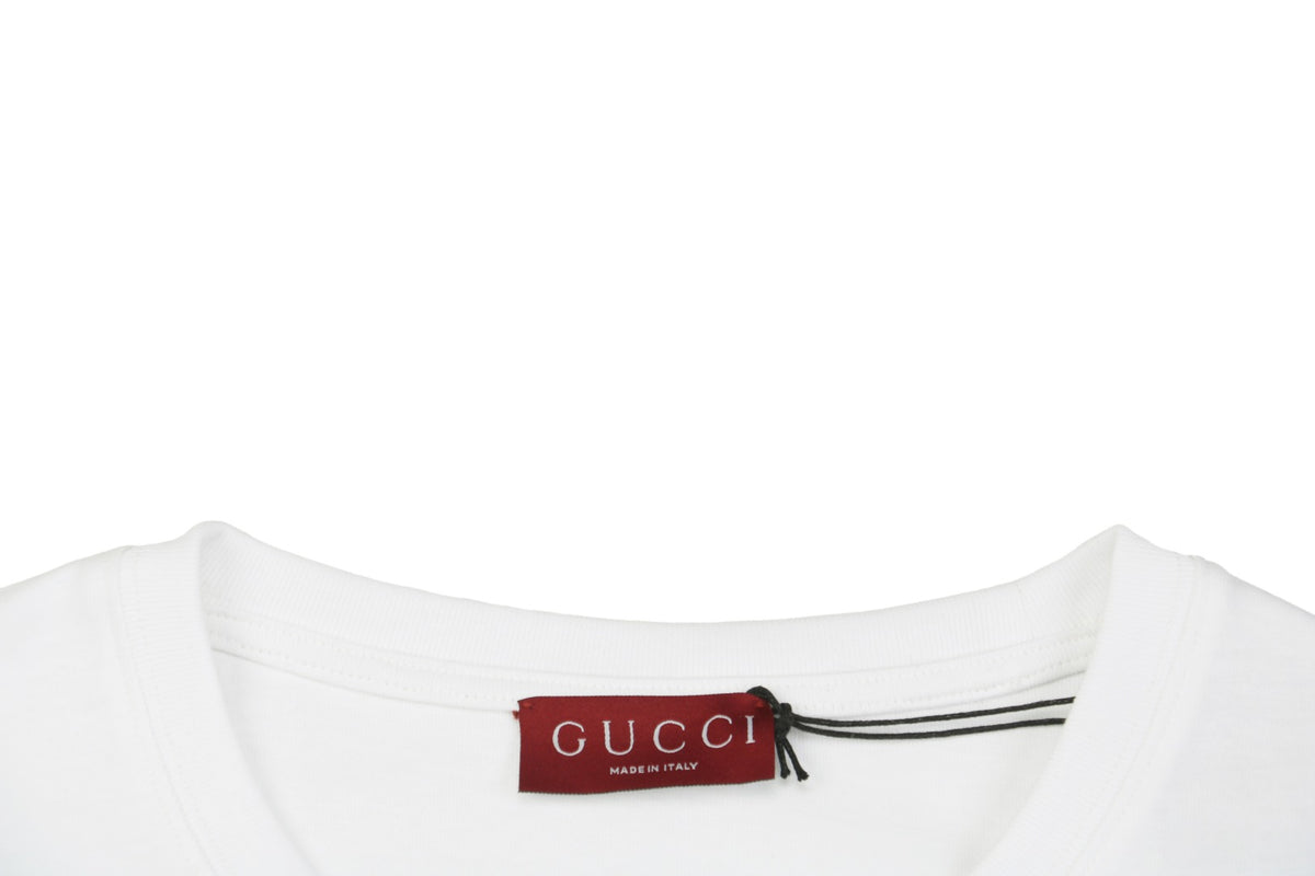 Gucci 25SS Lime Green Allover Logo Graffiti Short Sleeve Tee White