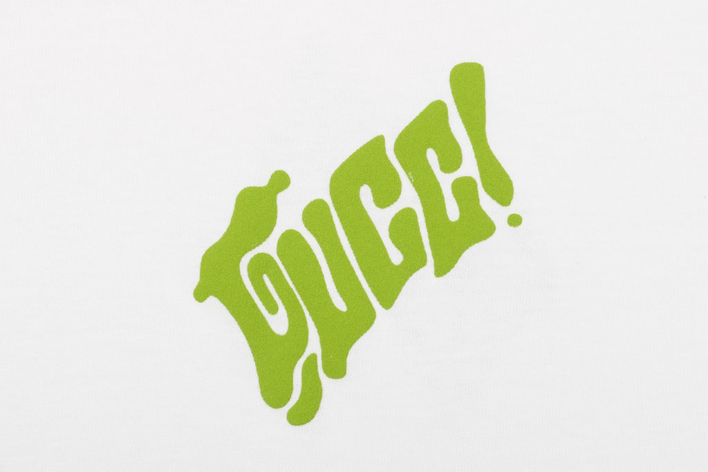 Gucci 25SS Lime Green Allover Logo Graffiti Short Sleeve Tee White