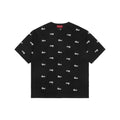 Gucci 24SS Allover Signature Script Logo Embroidered Short Sleeve Tee Black
