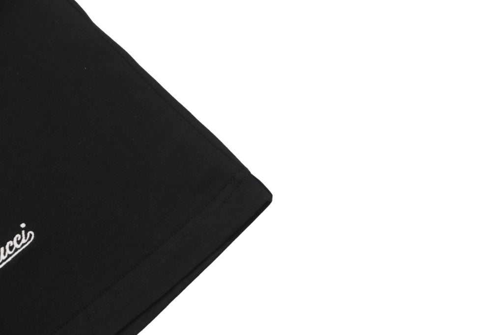 Gucci 24SS Allover Signature Script Logo Embroidered Short Sleeve Tee Black