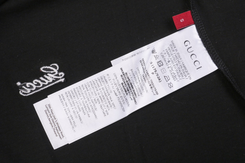 Gucci 24SS Allover Signature Script Logo Embroidered Short Sleeve Tee Black