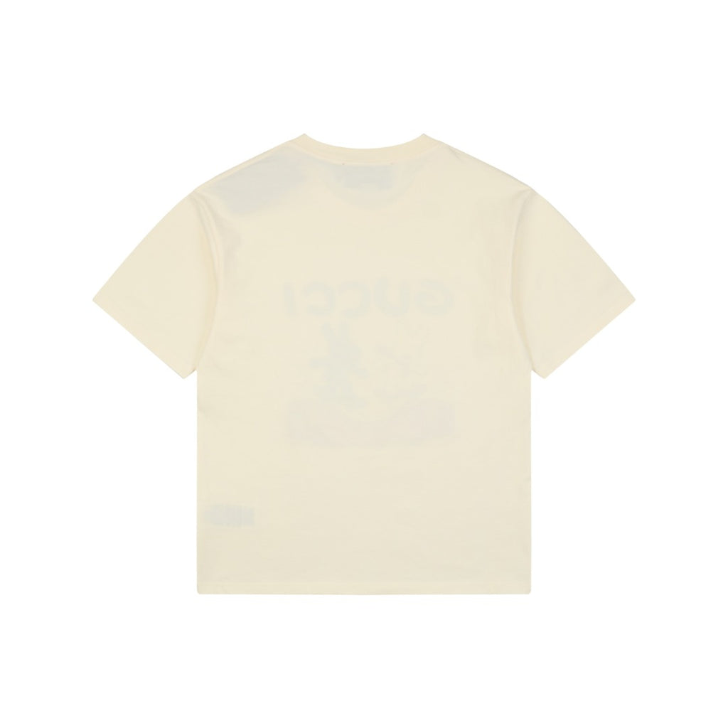 Gucci Skateboarding Black White Rabbit Cartoon Graphic Short Sleeve Tee Cream
