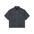 Prada Triangle Logo Dual Pocket Nylon Short Sleeve Shirt Slate Grey