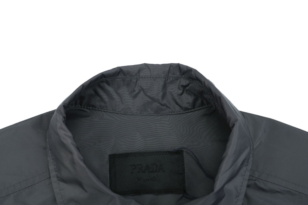 Prada Triangle Logo Dual Pocket Nylon Short Sleeve Shirt Slate Grey
