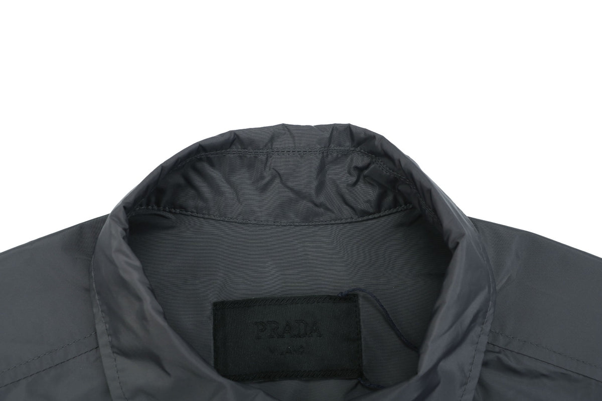 Prada Triangle Logo Dual Pocket Nylon Short Sleeve Shirt Slate Grey