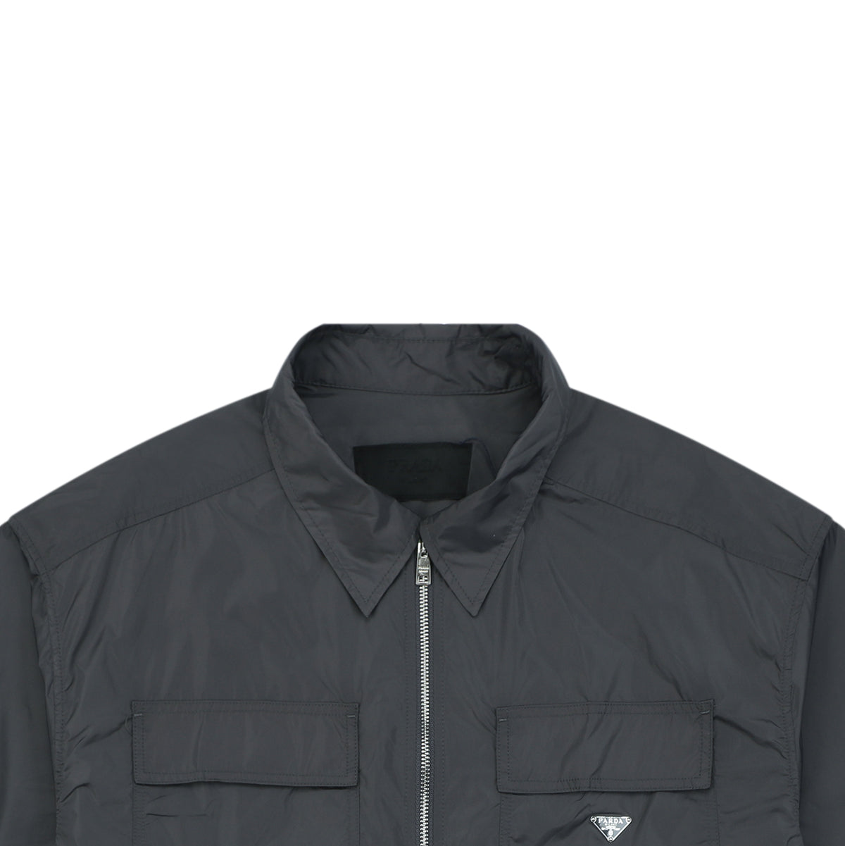 Prada Triangle Logo Dual Pocket Nylon Short Sleeve Shirt Slate Grey