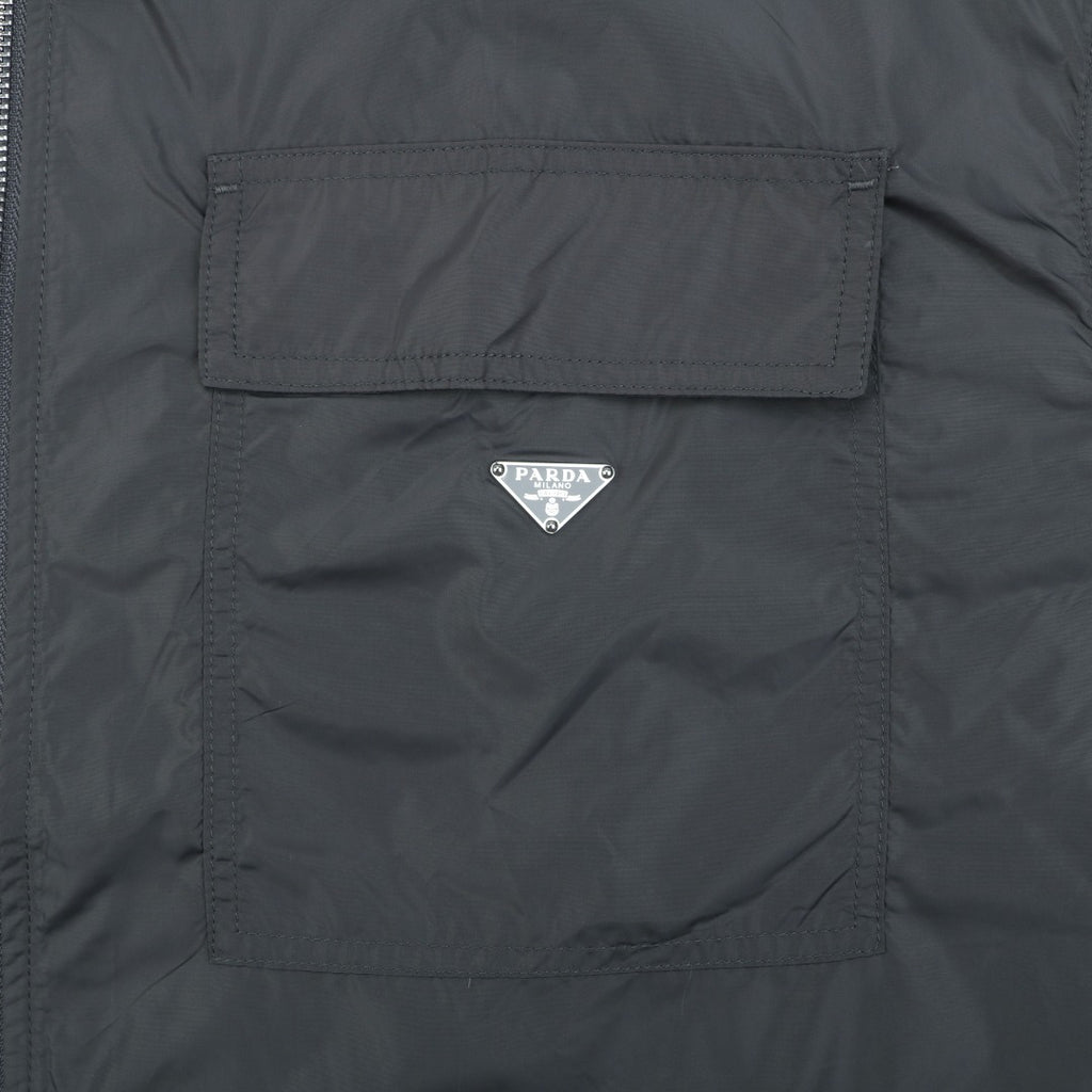 Prada Triangle Logo Dual Pocket Nylon Short Sleeve Shirt Slate Grey