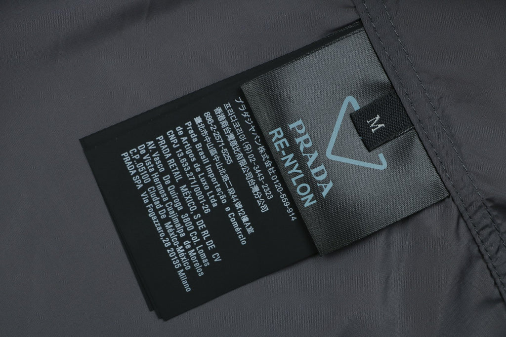Prada Triangle Logo Dual Pocket Nylon Short Sleeve Shirt Slate Grey