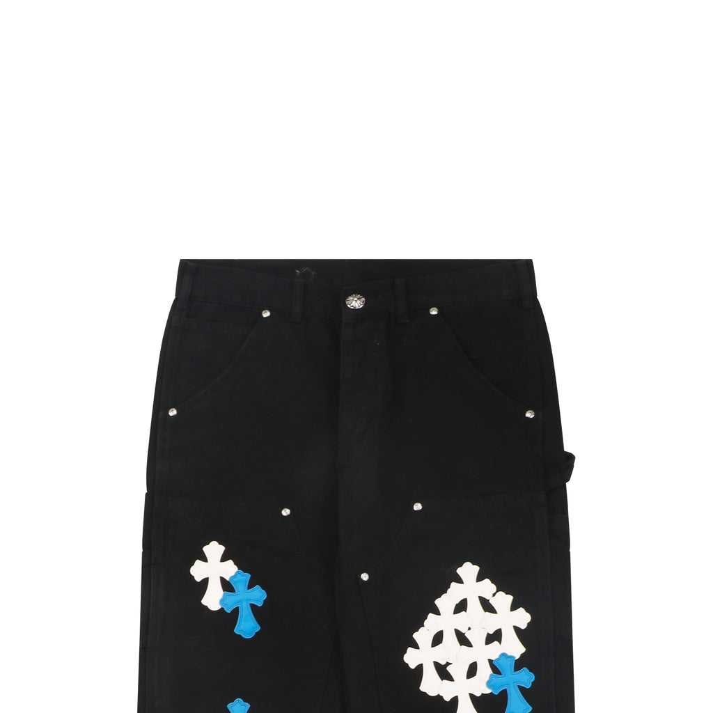 Chrome Hearts Cross Leather Patch Lumberjack Denim Jeans Black Blue White