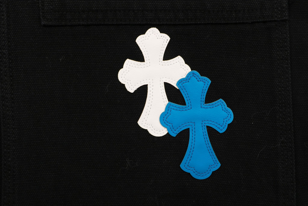 Chrome Hearts Cross Leather Patch Lumberjack Denim Jeans Black Blue White