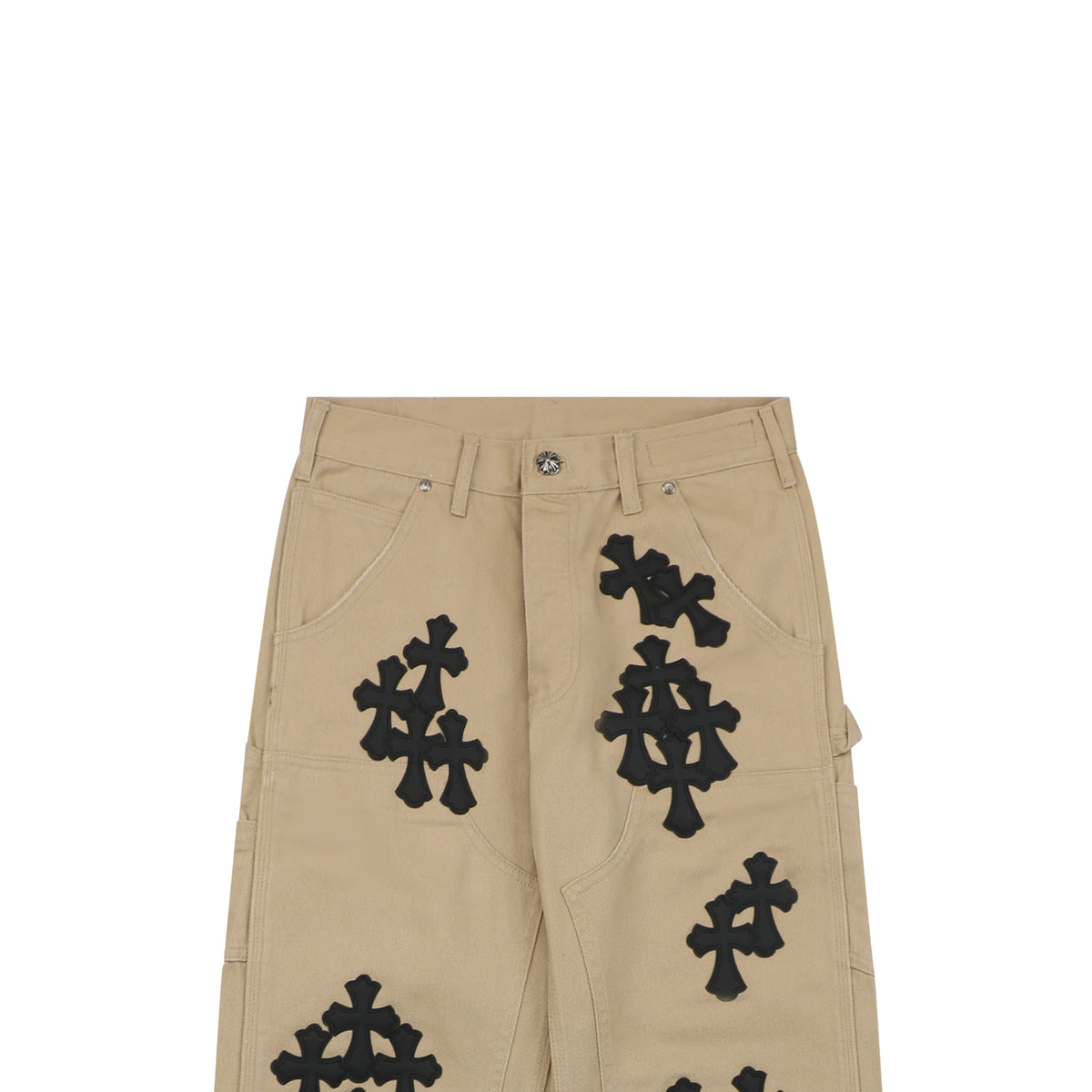 Chrome Hearts Cross Leather Patch Lumberjack Denim Jeans Khaki Black
