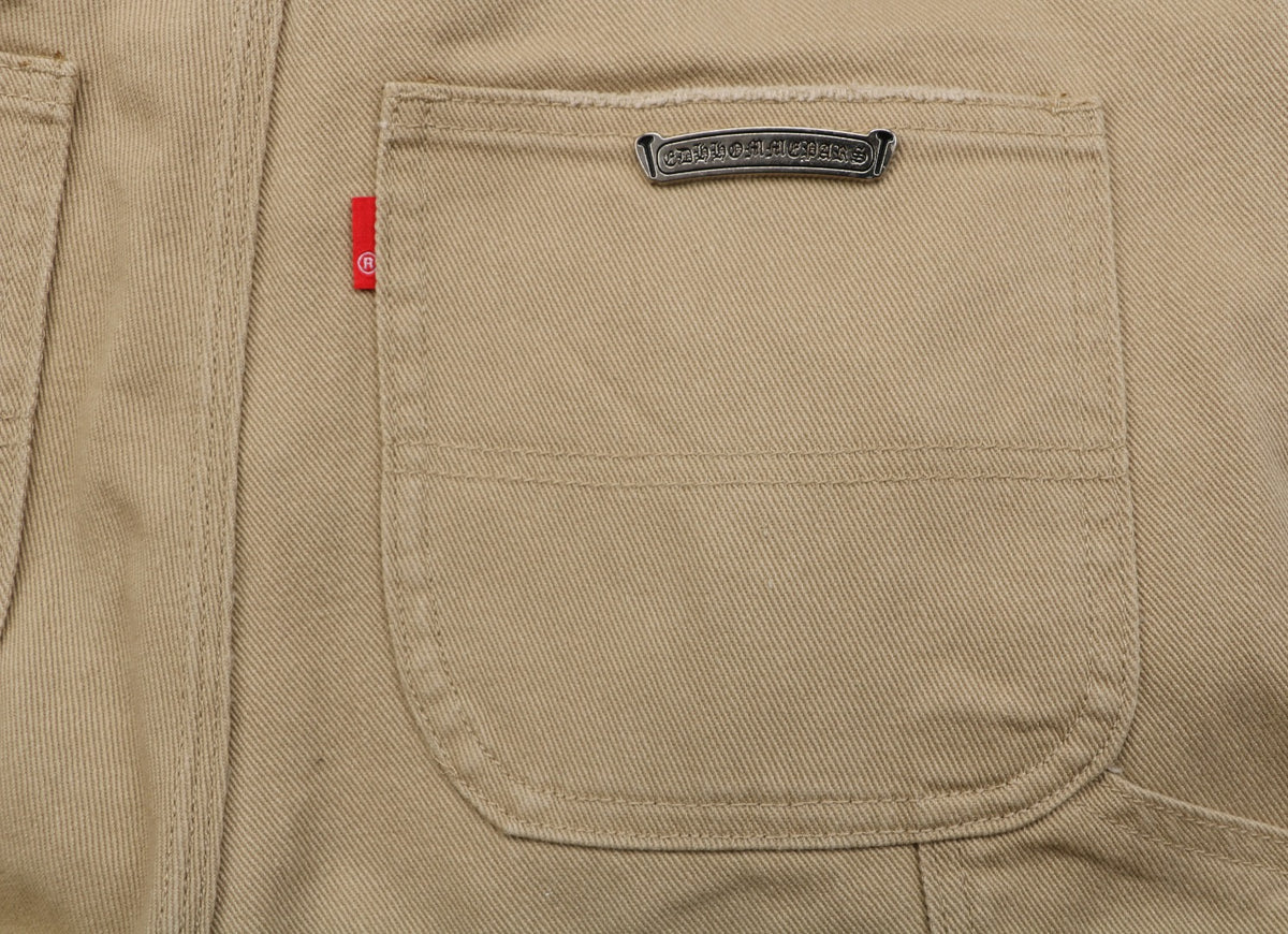 Chrome Hearts Cross Leather Patch Lumberjack Denim Jeans Khaki Black