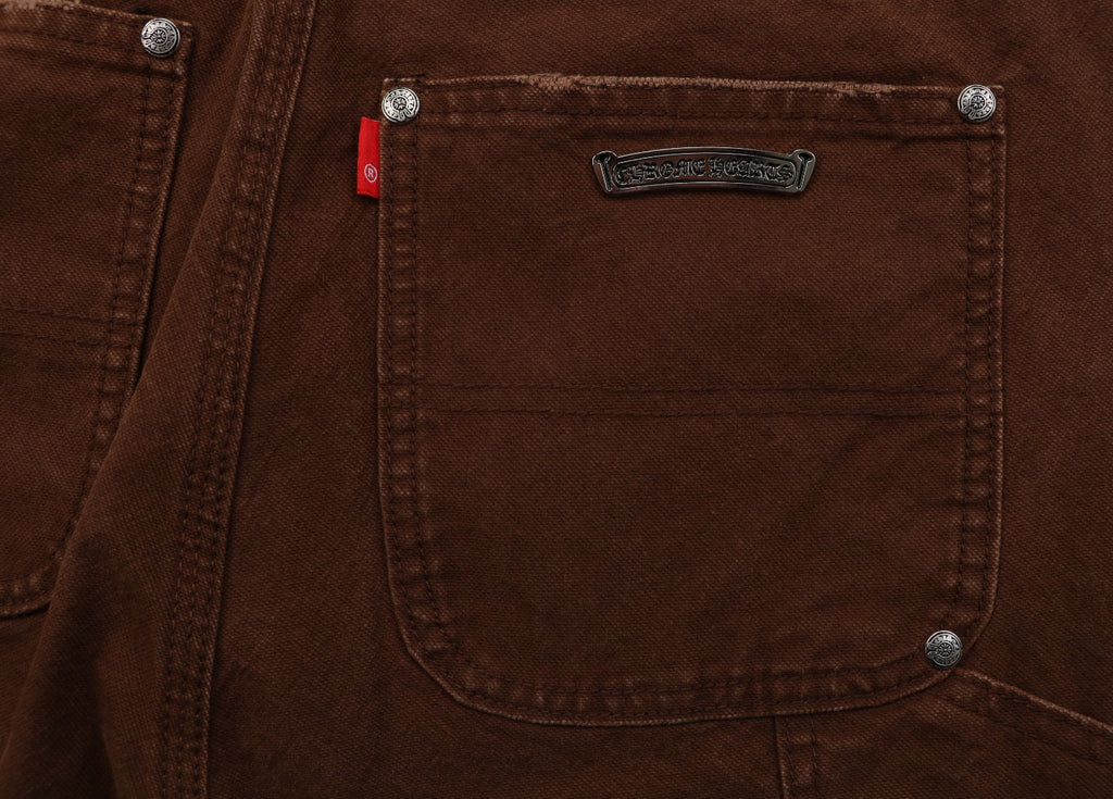 Chrome Hearts Cross Leather Patch Lumberjack Denim Jeans Brown Orange Black