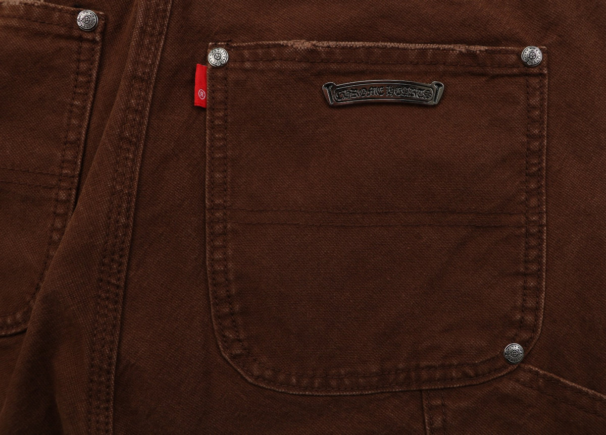 Chrome Hearts Cross Leather Patch Lumberjack Denim Jeans Brown Orange Black