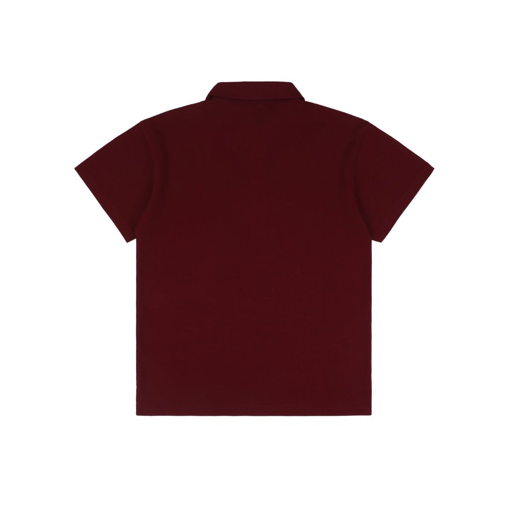 Gucci 25SS Collar G Letter Embroidered Polo Short Sleeve Shirt Burgundy