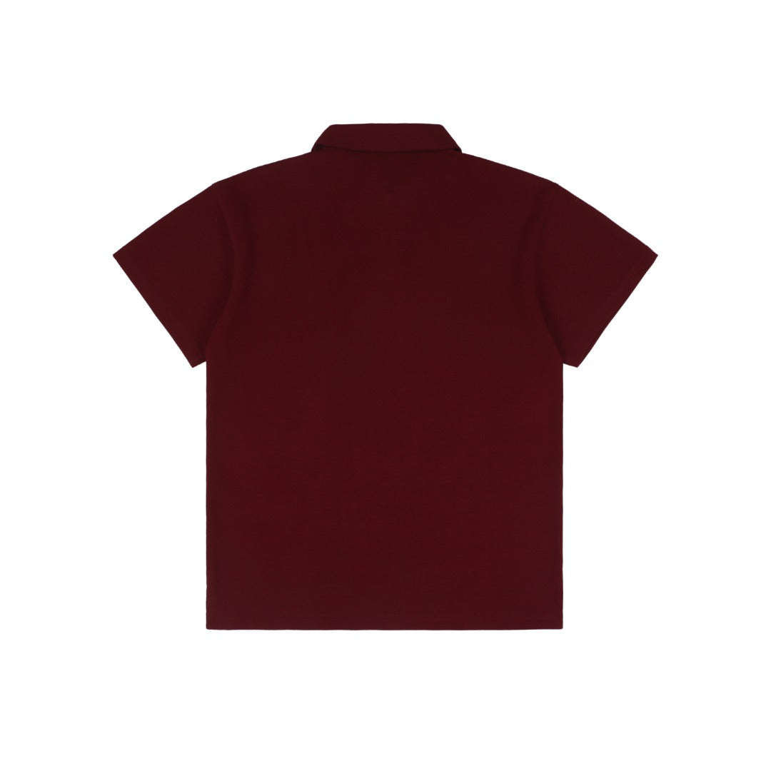 Gucci 25SS Collar G Letter Embroidered Polo Short Sleeve Shirt Burgundy
