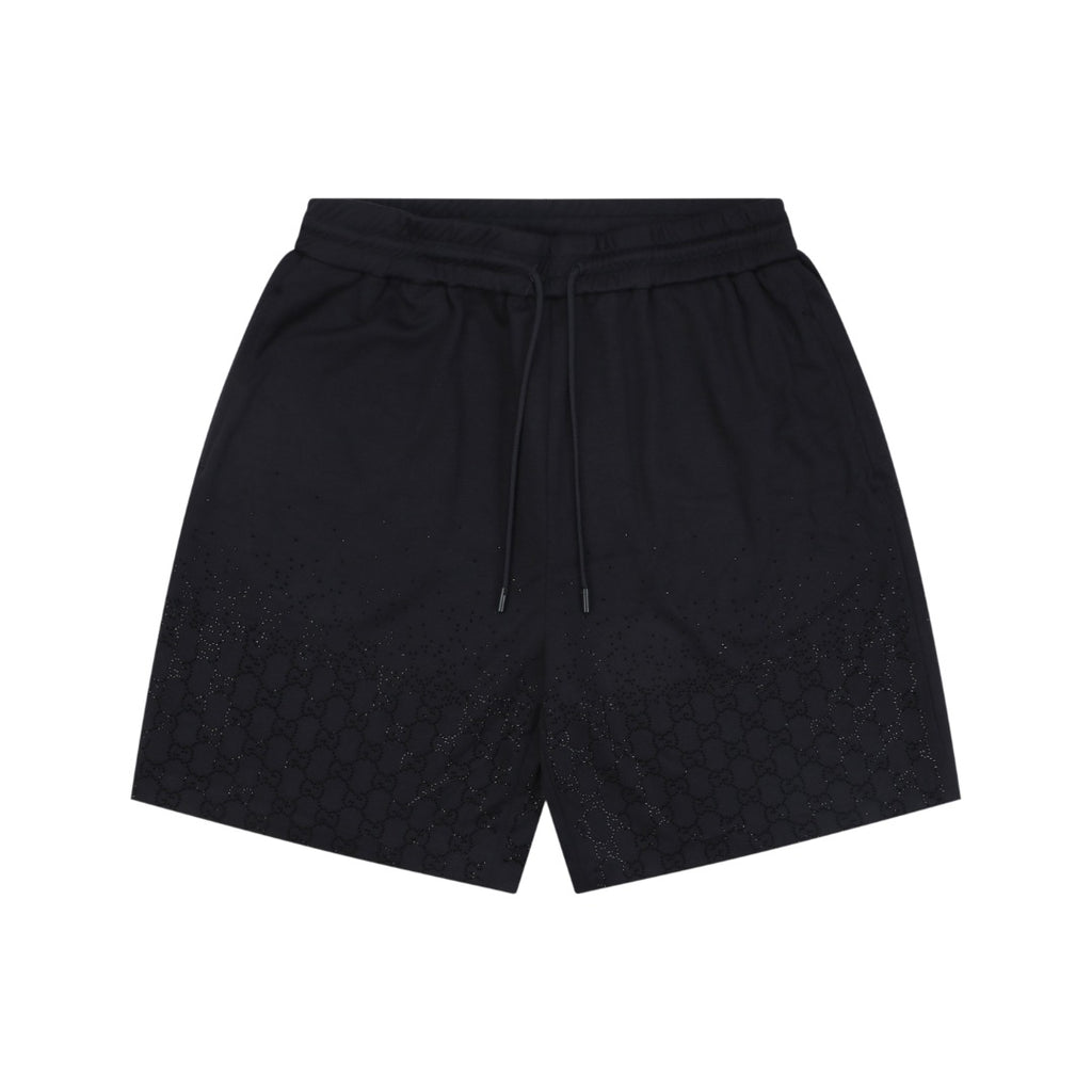 Gucci Gradient Crystal GG Logo Embellished Drawstring Shorts Black