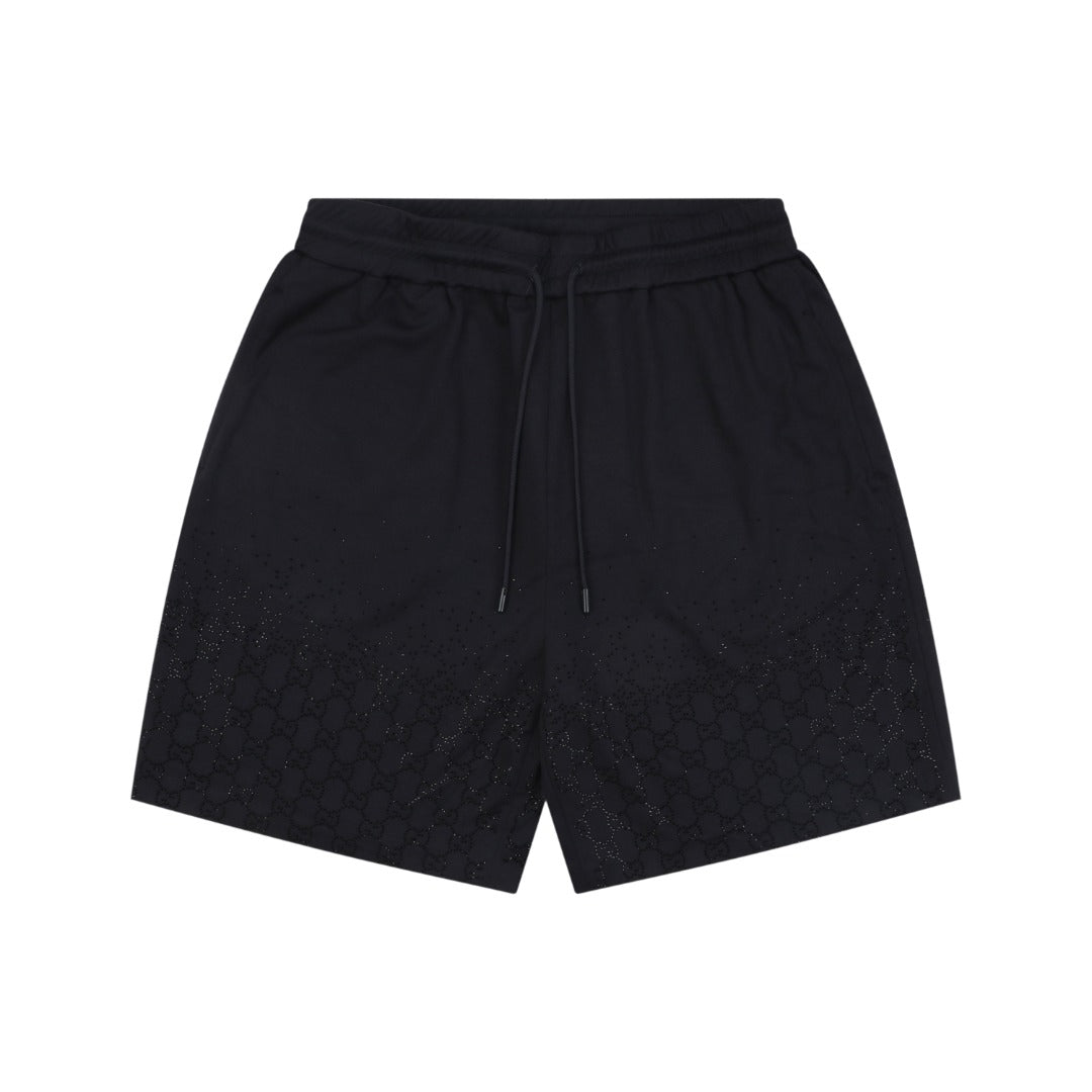 Gucci Gradient Crystal GG Logo Embellished Drawstring Shorts Black
