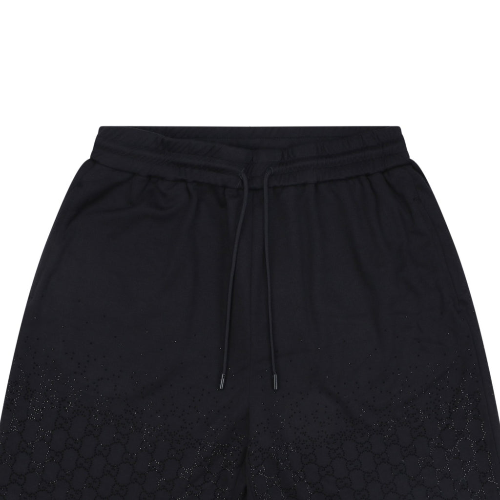 Gucci Gradient Crystal GG Logo Embellished Drawstring Shorts Black
