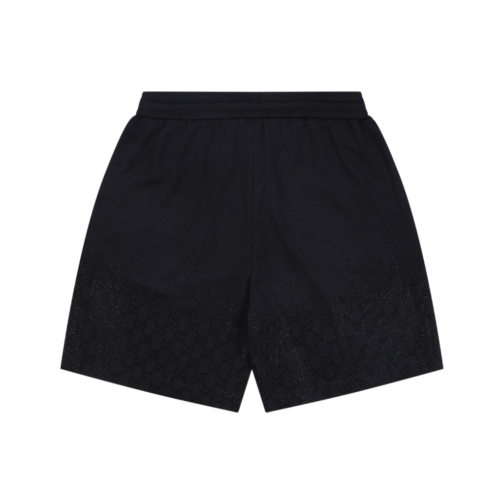 Gucci Gradient Crystal GG Logo Embellished Drawstring Shorts Black