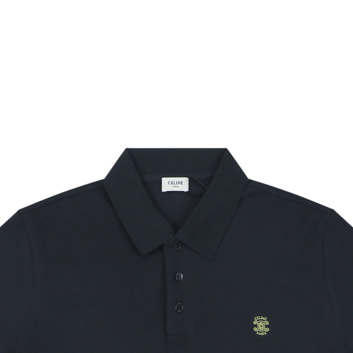 Celine Arc de Triomphe Logo Embroidered Polo Short Sleeve Shirt Black