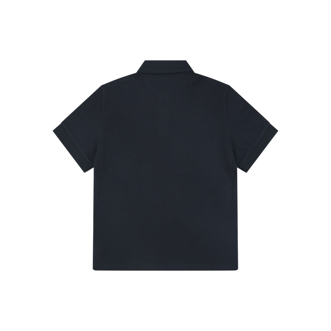 Celine Arc de Triomphe Logo Embroidered Polo Short Sleeve Shirt Black