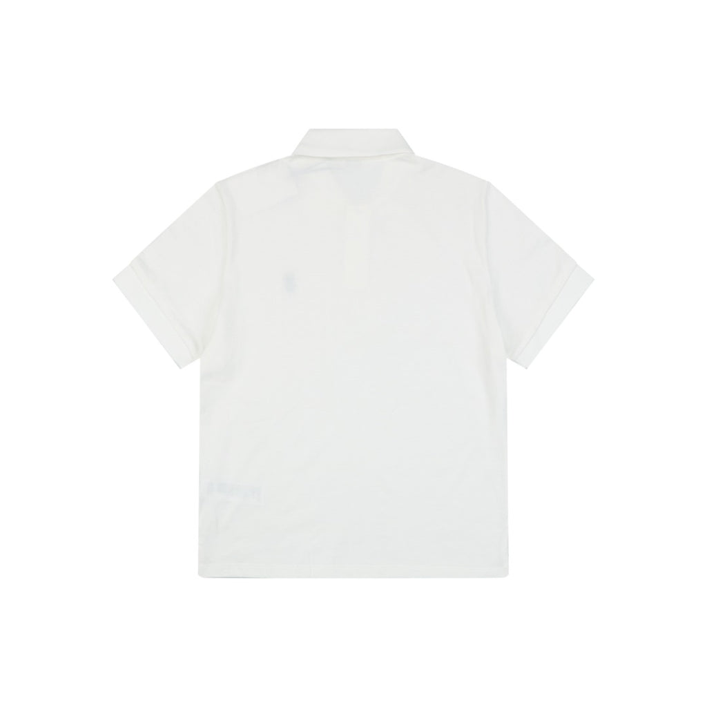 Celine Arc de Triomphe Logo Embroidered Polo Short Sleeve Shirt White