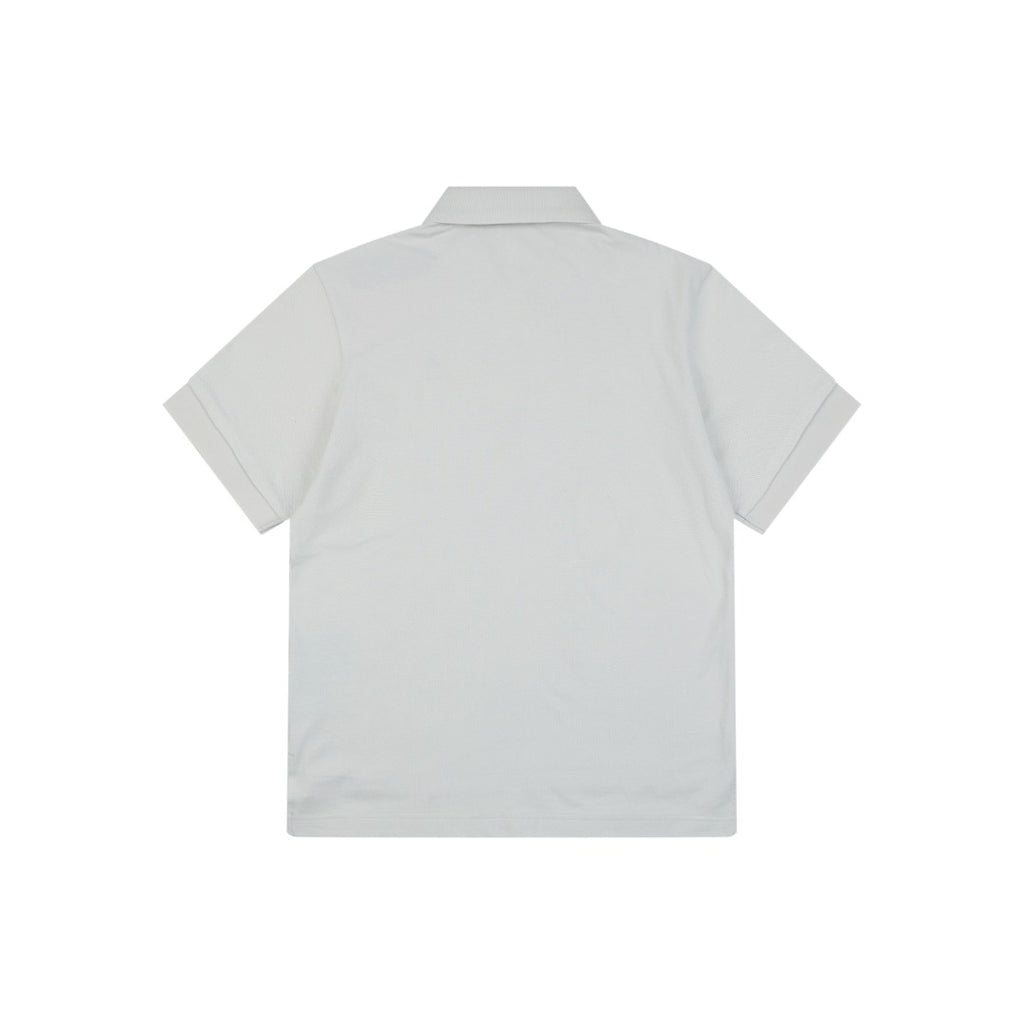 Prada Heraldic Crest Badge Embroidered Polo Short Sleeve Shirt Light Grey