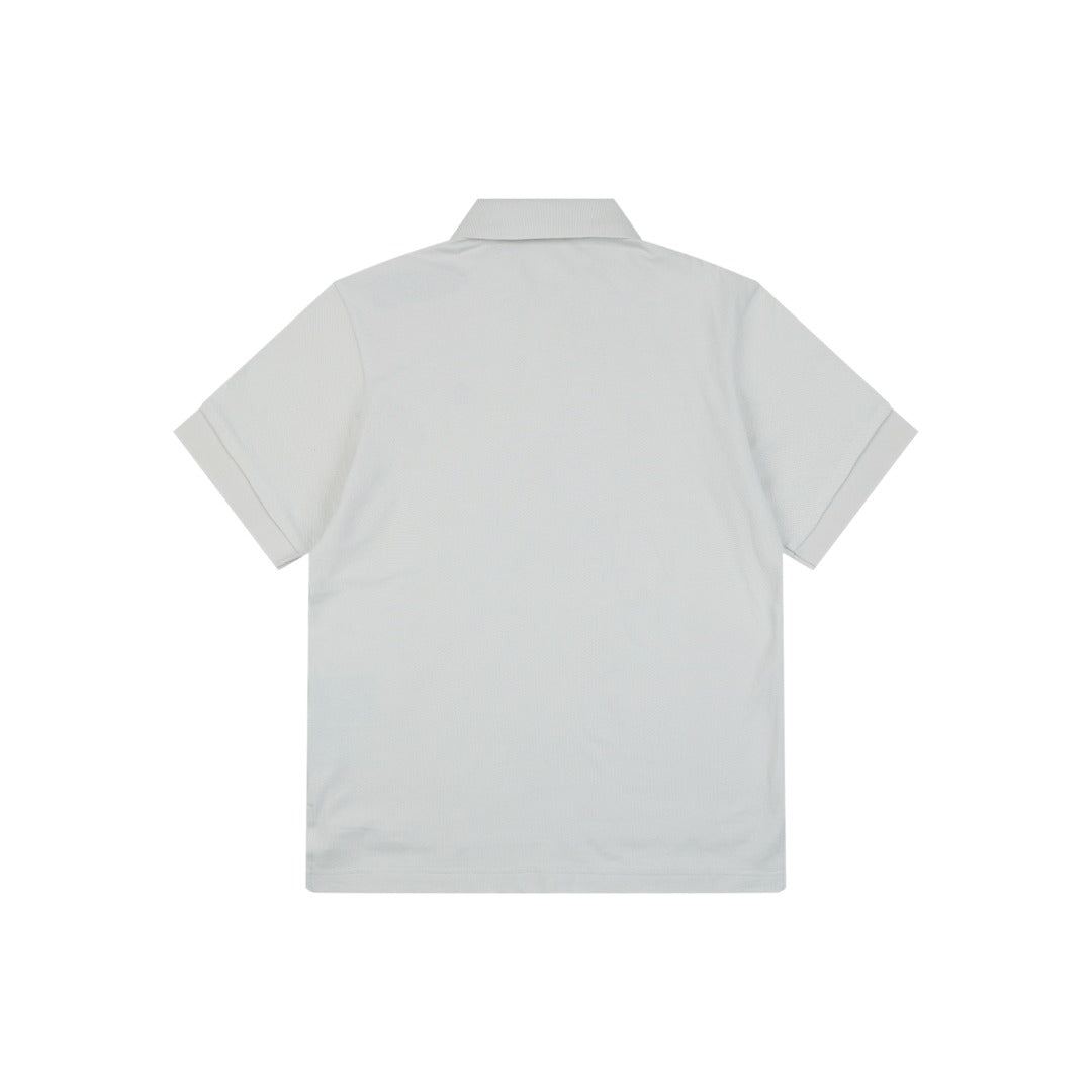 Prada Heraldic Crest Badge Embroidered Polo Short Sleeve Shirt Light Grey