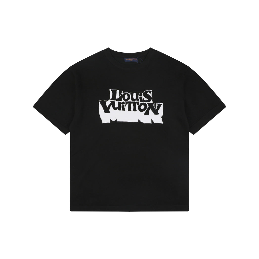 Louis Vuitton Double Exposure Monogram Jacquard Wordmark Short Sleeve Tee Black