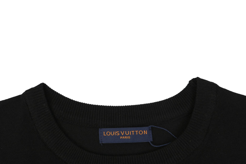 Louis Vuitton Double Exposure Monogram Jacquard Wordmark Short Sleeve Tee Black