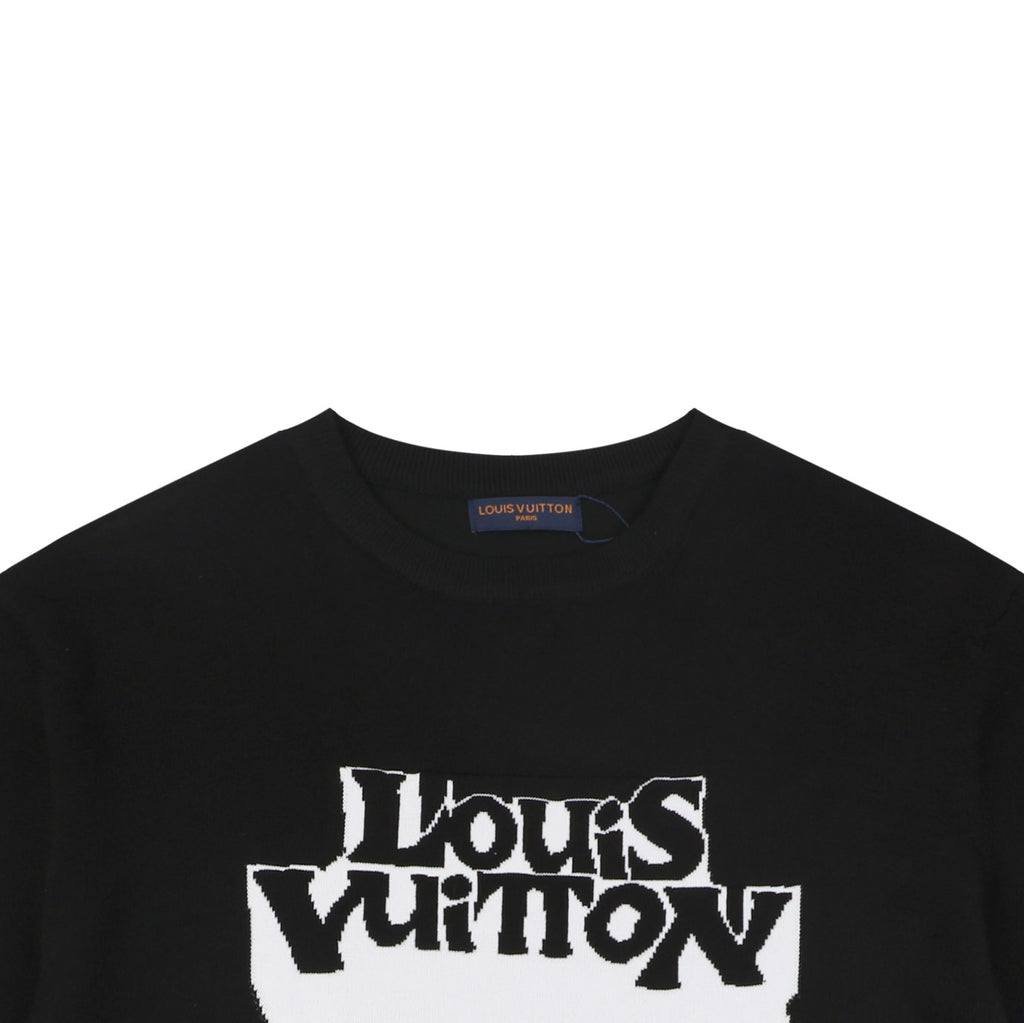Louis Vuitton Double Exposure Monogram Jacquard Wordmark Short Sleeve Tee Black