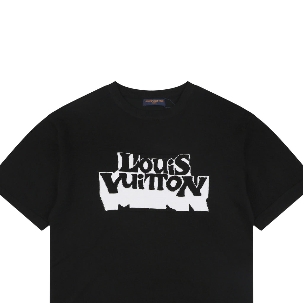 Louis Vuitton Double Exposure Monogram Jacquard Wordmark Short Sleeve Tee Black