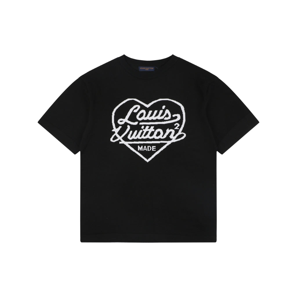 Louis Vuitton x Nigo Heart Jacquard Script Wordmark Short Sleeve Tee Black