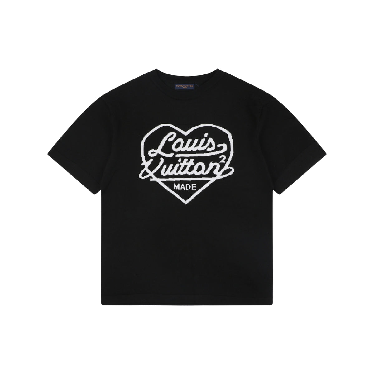 Louis Vuitton x Nigo Heart Jacquard Script Wordmark Short Sleeve Tee Black