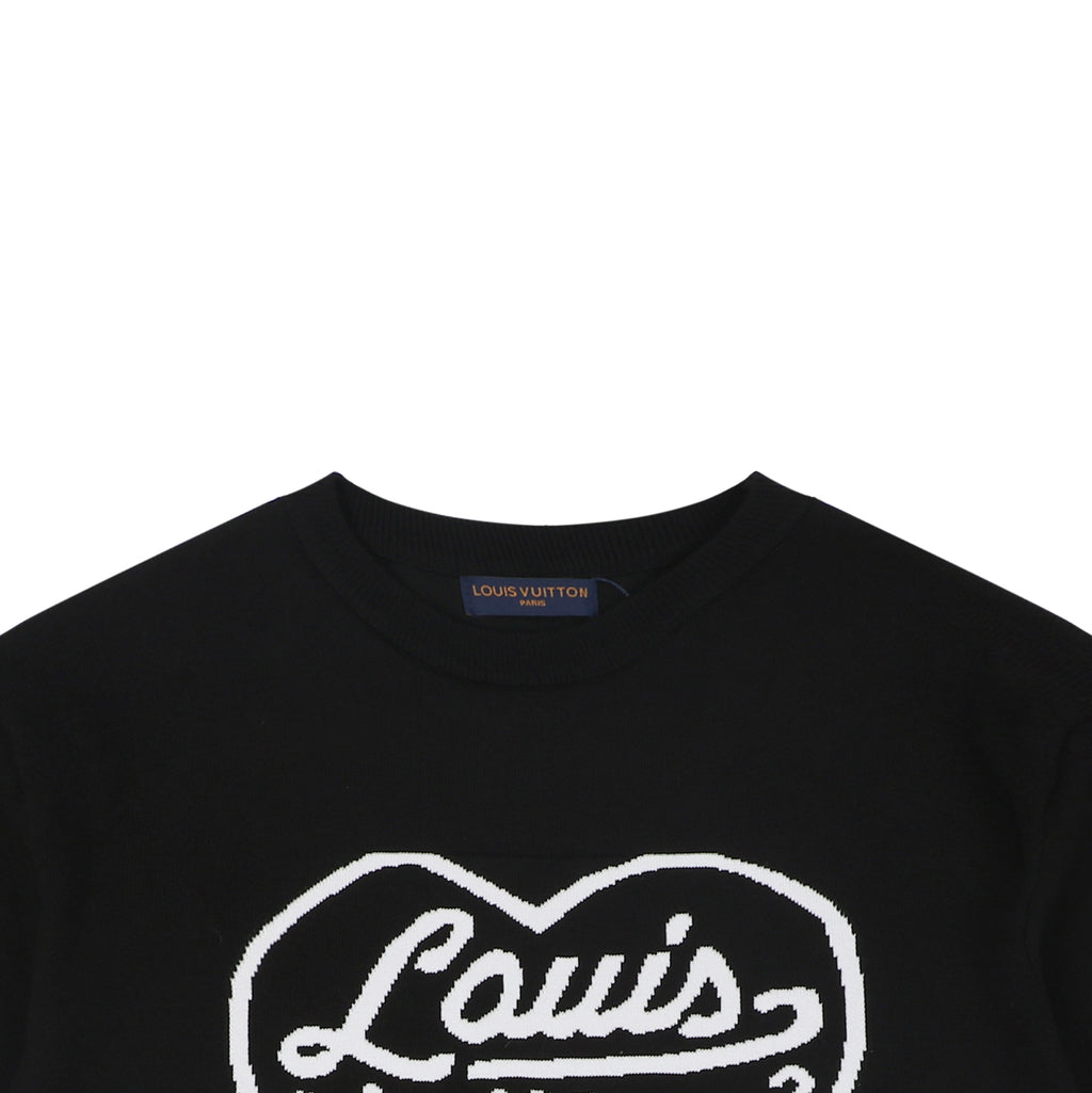 Louis Vuitton x Nigo Heart Jacquard Script Wordmark Short Sleeve Tee Black