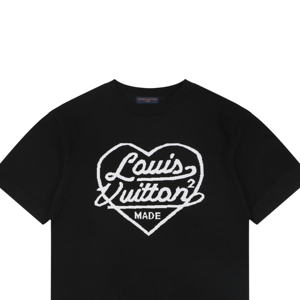 Louis Vuitton x Nigo Heart Jacquard Script Wordmark Short Sleeve Tee Black