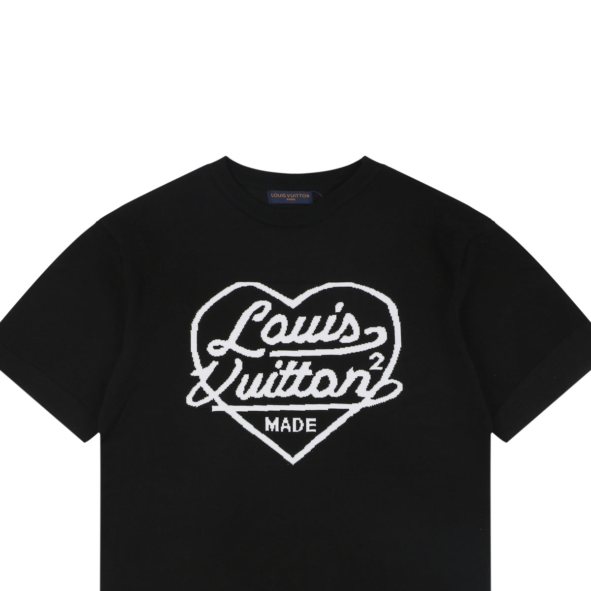 Louis Vuitton x Nigo Heart Jacquard Script Wordmark Short Sleeve Tee Black
