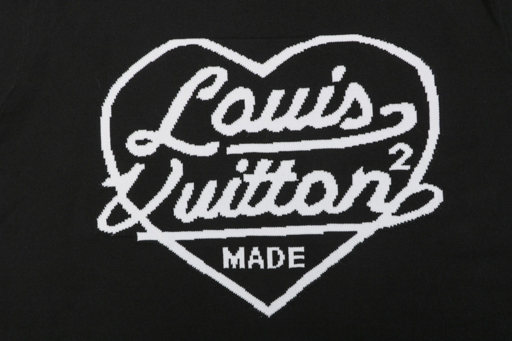 Louis Vuitton x Nigo Heart Jacquard Script Wordmark Short Sleeve Tee Black