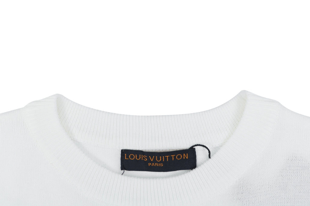 Louis Vuitton x Nigo Heart Jacquard Script Wordmark Short Sleeve Tee White Red