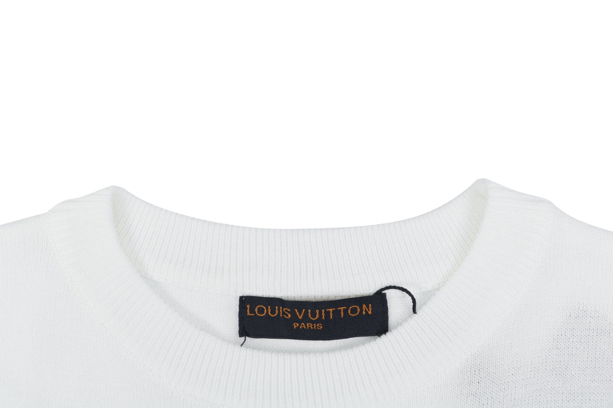 Louis Vuitton x Nigo Heart Jacquard Script Wordmark Short Sleeve Tee White Red