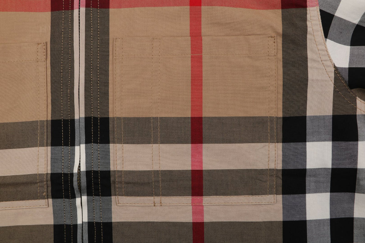 Burberry Vintage Check Large Plaid Zip Jacket Camel