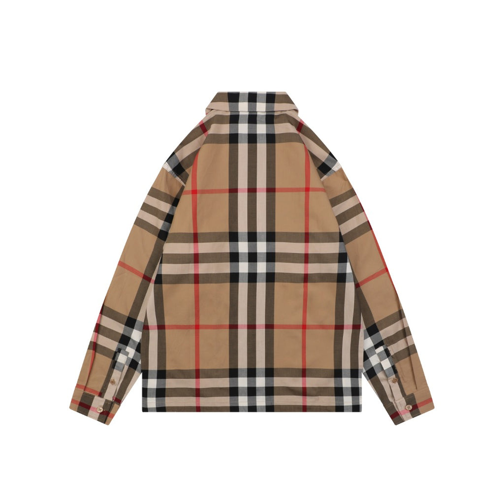 Burberry Vintage Check Large Plaid Zip Jacket Camel