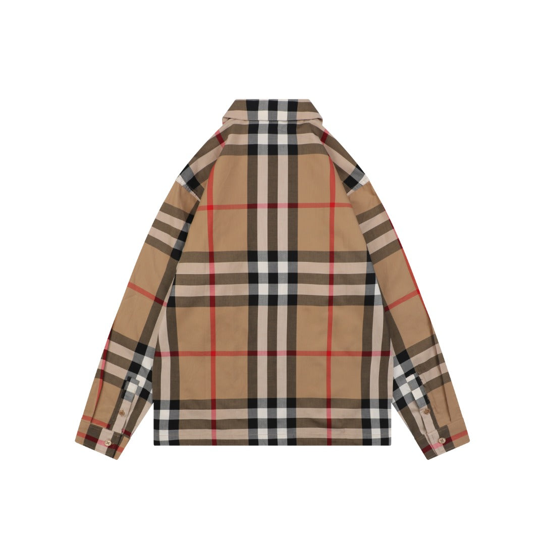 Burberry Vintage Check Large Plaid Zip Jacket Camel